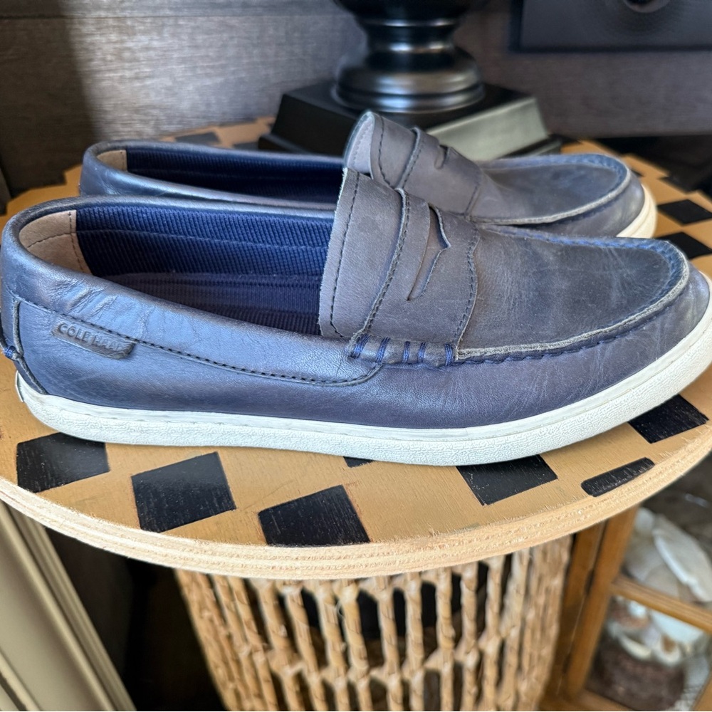 Men's Blue Leather Loafers